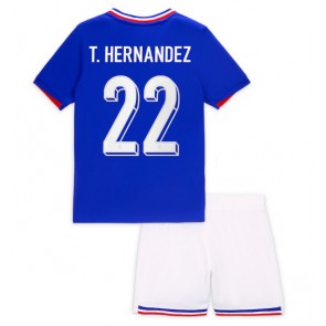 Frankrike Theo Hernandez #22 Hemmaställ Barn EM 2024 Kortärmad (+ Korta byxor)